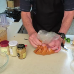 Mixing Yiros marinade  meat  Ziplock bag