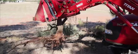 How to remove a tree stump with 4 in 1 bucket on front loader on a tractor